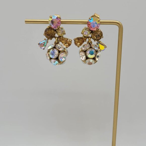 J Crew Gold Tone AB Crystal Ball Earrings - Picture 3 of 7